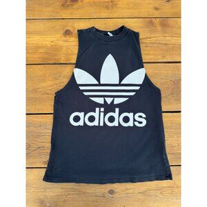 Adidas Womens Black Sleeveless Crop Top Tank Top Size S With Trefoil Logo Casual